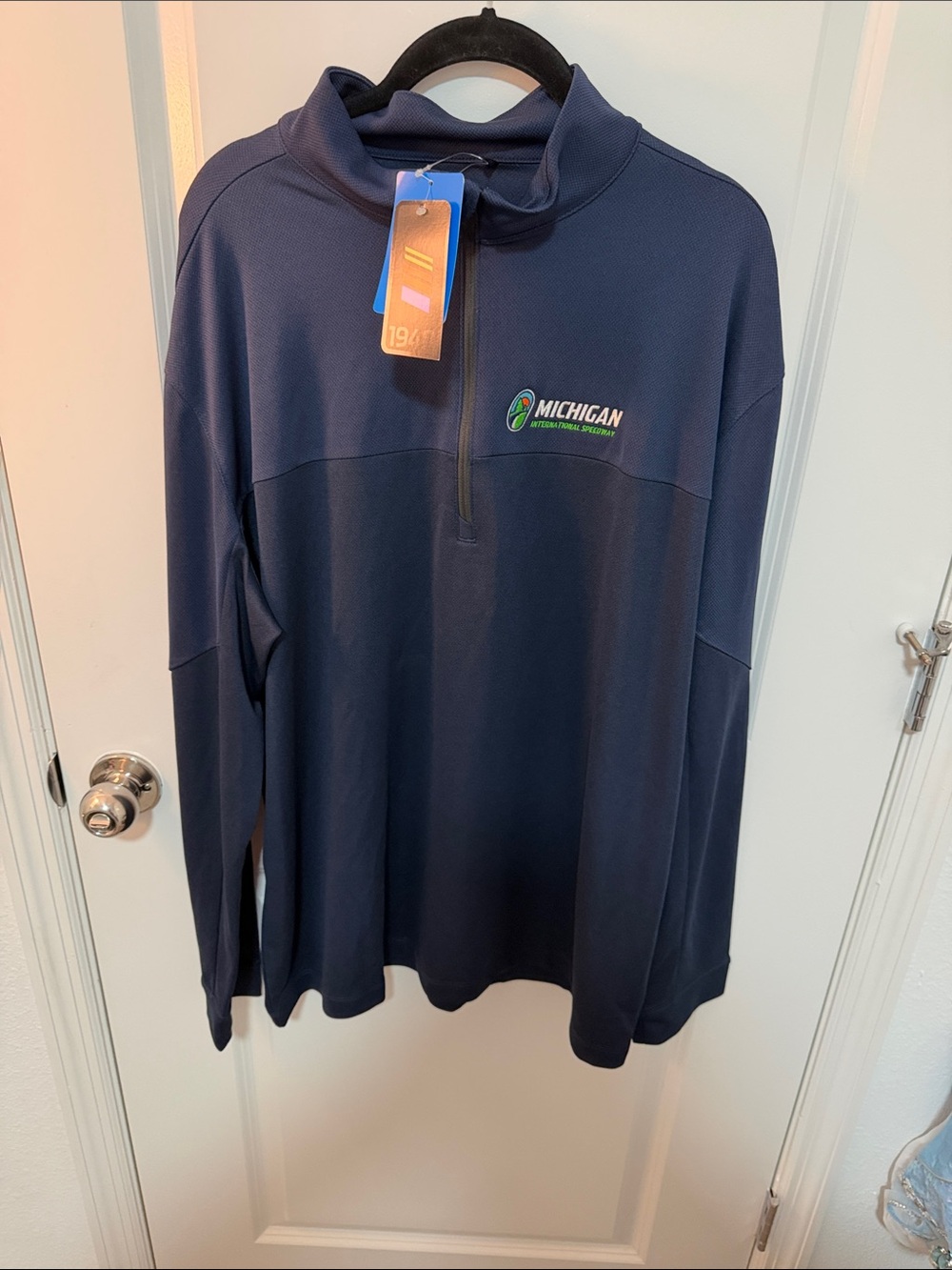 Colombia Golf Michigan Speedway Embroidered Navy Quarter-Zip Pullover Size Xl